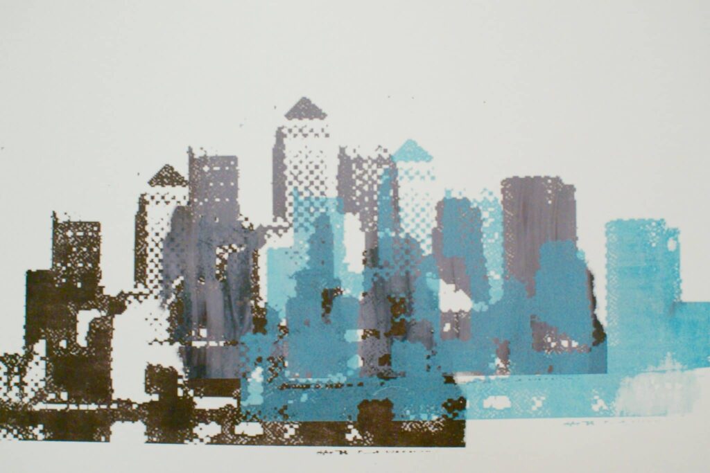 drawing of outline of London buildings