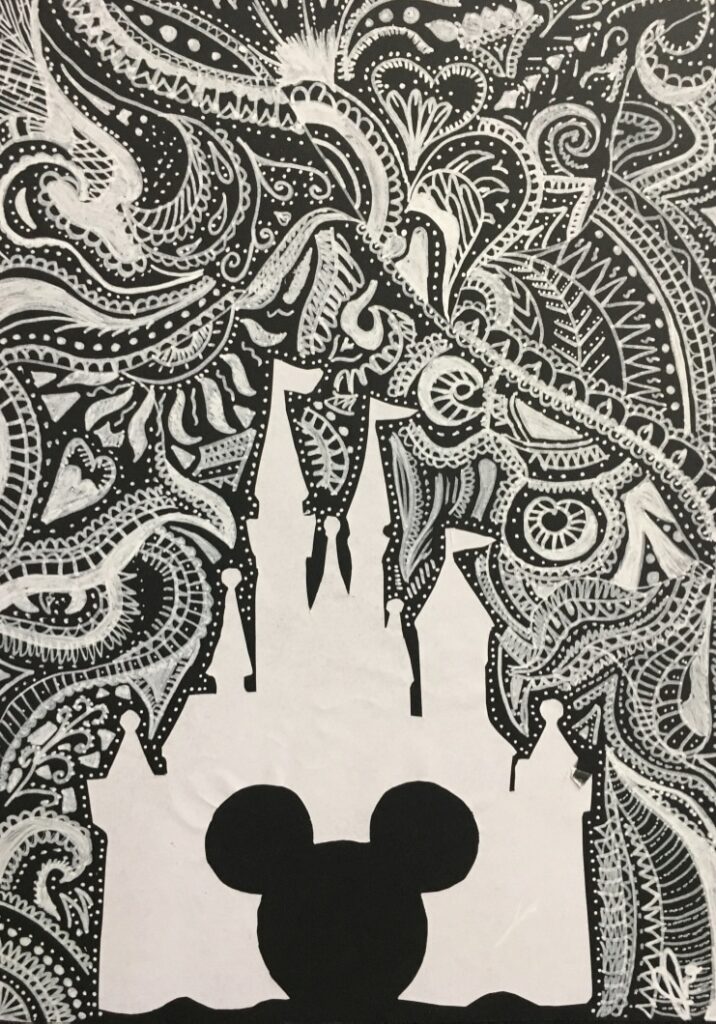 silhouette of mickey mouse disney character