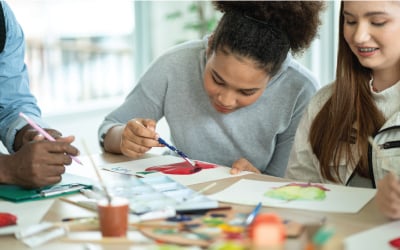young girl painting